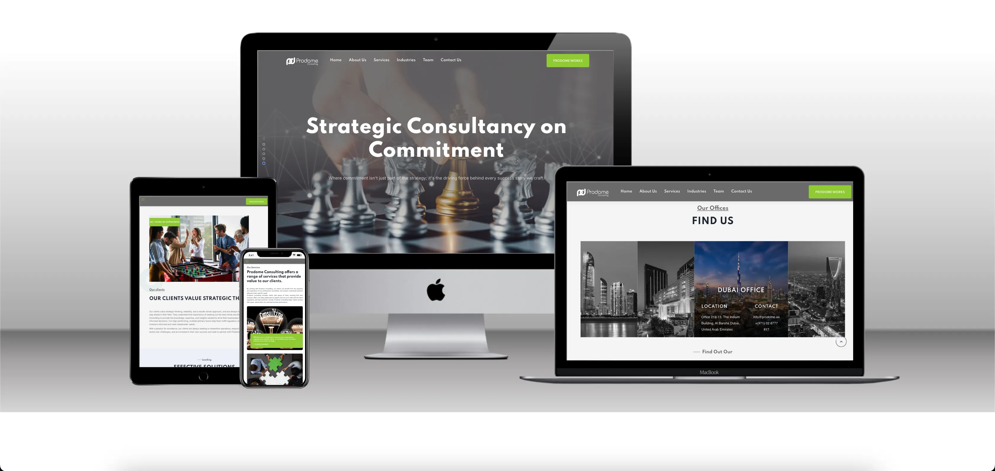 مشروع prodome.ae – موقع إلكتروني احترافي لشركة استشارات وخدمات في الإمارات من تنفيذ جيل تك
