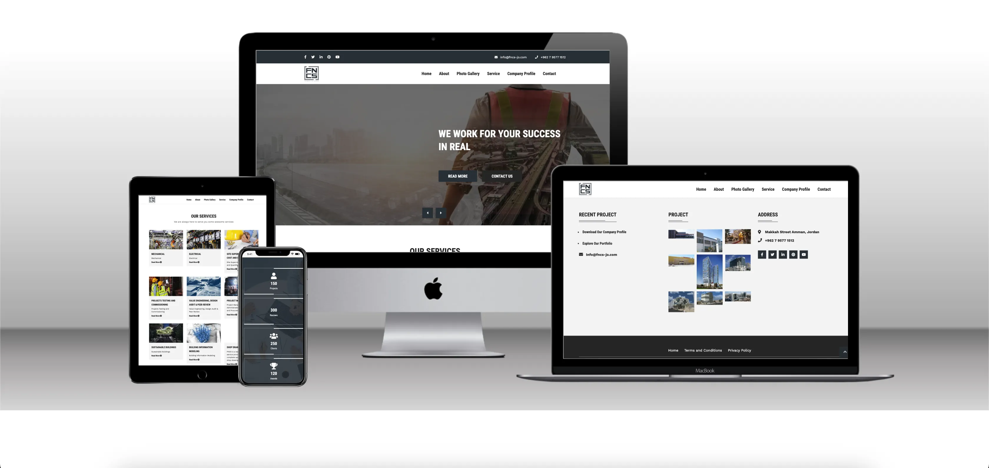 مشروع fncs-jo.com – موقع إلكتروني احترافي لشركة هندسة ومقاولات من تنفيذ جيل تك